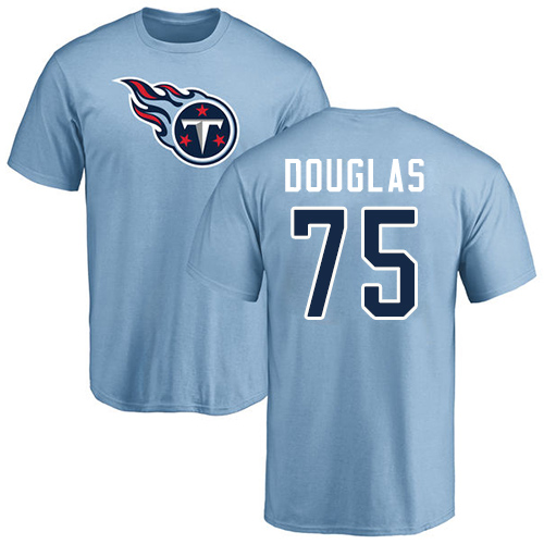 Tennessee Titans Men Light Blue Jamil Douglas Name and Number Logo NFL Football #75 T Shirt->tennessee titans->NFL Jersey